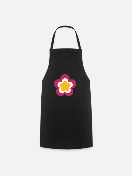 des années 70 fleur motif Violet, fascife, - Tablier de cuisine - noir