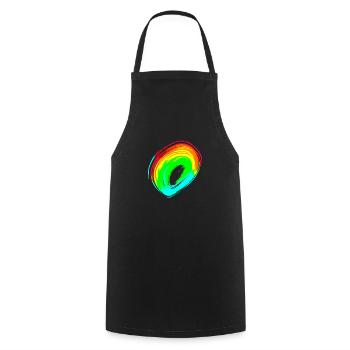 Rainbow dégradé coloré cool rétro tendance Art 3 - Tablier de cuisine - noir - Devant - AI Model Male 185 dark (185cm)