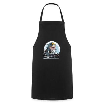 Roro the biker shark - Cooking Apron - black - Front - AI Model Male 185 dark (185cm)