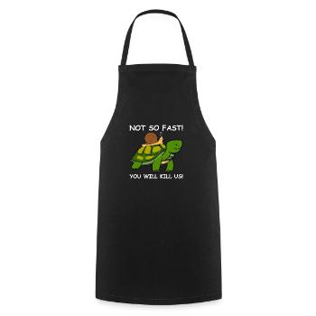 Escargot tortue PAS SI VITE - Tablier de cuisine - noir - Devant - AI Model Male 185 dark (185cm)