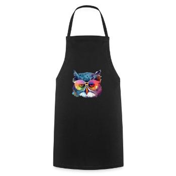 Ouzou la chouette - Tablier de cuisine - noir - Devant - AI Model Male 185 dark (185cm)