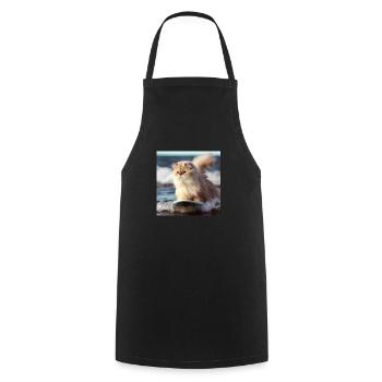 Persian cat Negan surfing - Cooking Apron - black - Front - AI Model Male 185 dark (185cm)