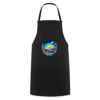 Un monde lointain coloré dans l’univers - Tablier de cuisine - noir - Devant - AI Model Male 185 dark (185cm)