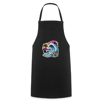 surf plage palmier soleil vacances - Tablier de cuisine - noir - Devant - AI Model Male 185 dark (185cm)