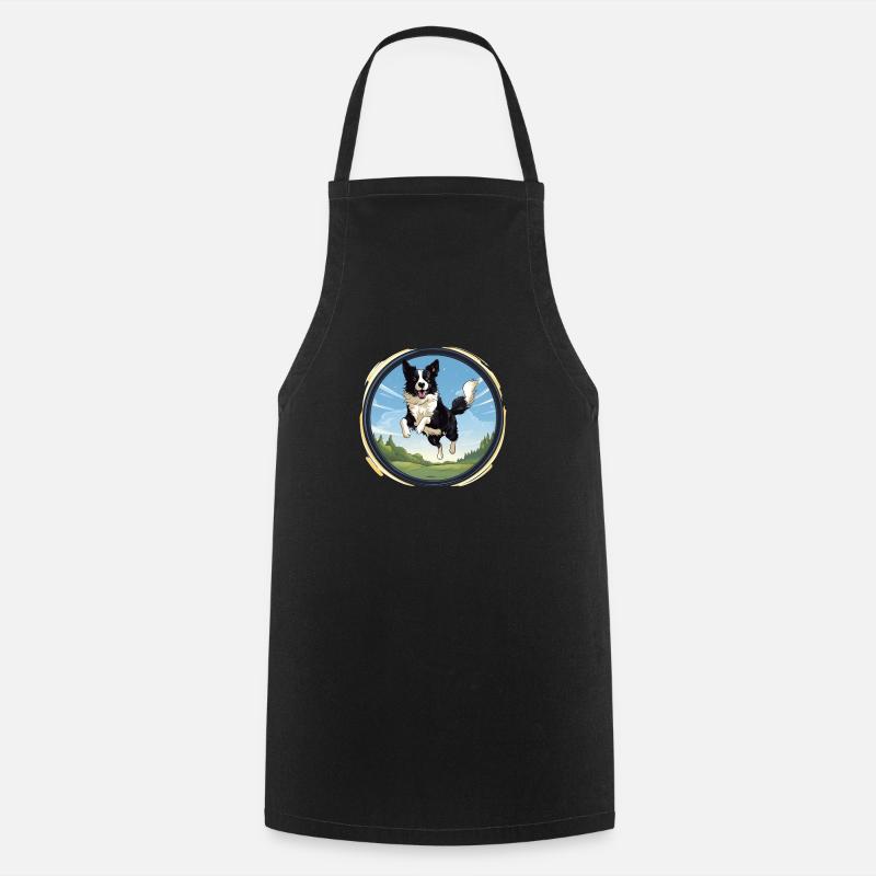 Fröhlicher Border Collie Hund - Kochschürze - Schwarz