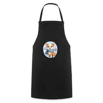 Welsh Corgi avec écharpe - Tablier de cuisine - noir - Devant - AI Model Male 185 dark (185cm)