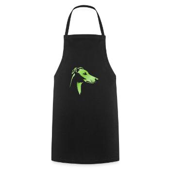 Greyhound Greyhound, Dog Head, Drawing Green - Cooking Apron - black - Front - AI Model Male 185 dark (185cm)