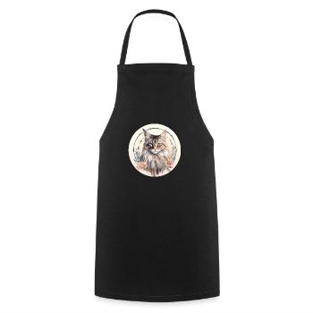 Maine Coon Cat Boho Style, Love cats - Cooking Apron - black - Front - AI Model Male 185 dark (185cm)