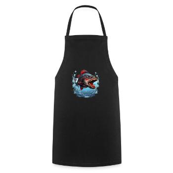 Piranha Fish for Anglers - Cooking Apron - black - Front - AI Model Male 185 dark (185cm)