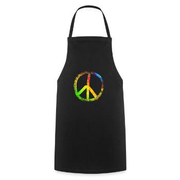 peace sign rainbow 02 - Kochschürze - Schwarz - Vorne - AI Model Male 185 dark (185cm)