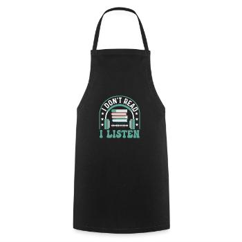 Aficionado du livre audio : Je ne lis pas, j’écoute - Tablier de cuisine - noir - Devant - AI Model Male 185 dark (185cm)