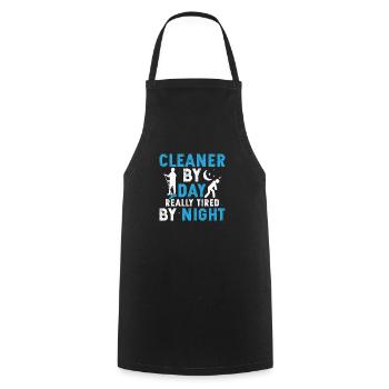 Nettoyeur le jour Vraiment fatigué la nuit Nettoyage Hous - Tablier de cuisine - noir - Devant - AI Model Male 185 dark (185cm)