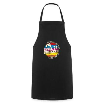 Original 1950's Vintage Level 74 Unlock - Cooking Apron - black - Front - AI Model Male 185 dark (185cm)