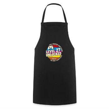 Original 1997 Vintage Level 27 Unlock - Cooking Apron - black - Front - AI Model Male 185 dark (185cm)