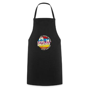 Original 1990 Vintage Niveau 34 Débloquer - Tablier de cuisine - noir - Devant - AI Model Male 185 dark (185cm)