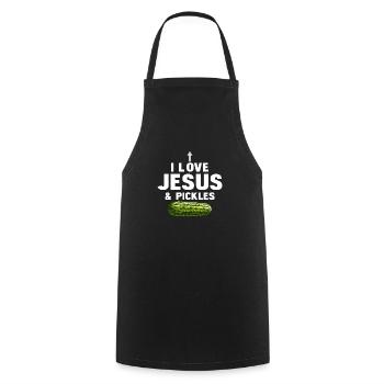 I Love Jesus & Pickles Pickle Vegan Cucumber - Kochschürze - Schwarz - Vorne - AI Model Male 185 dark (185cm)