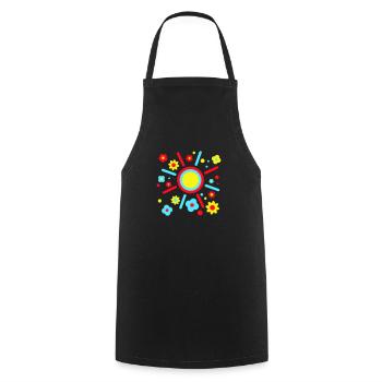Bunte Blumen Sonne Dekorativ Peace Flower Power - Kochschürze - Schwarz - Vorne - AI Model Male 185 dark (185cm)