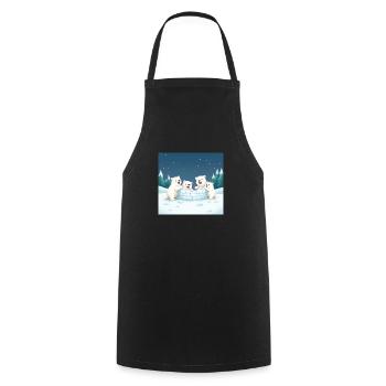 Spielende Eisbären bauen ein Iglu - Winter cartoon - Kochschürze - Schwarz - Vorne - AI Model Male 185 dark (185cm)