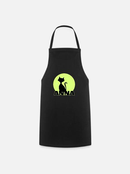 ANNA Anna Vorname Katzenmama Katzen Silhouette - Kochschürze - Schwarz