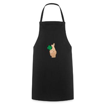 Cloverleaf finger crossed Good luck gift idea - Cooking Apron - black - Front - AI Model Male 185 dark (185cm)