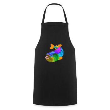Poisson / poisson - Tablier de cuisine - noir - Devant - AI Model Male 185 dark (185cm)