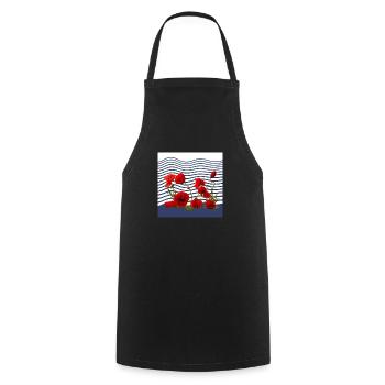 Mohn und See-Küste - Kochschürze - Schwarz - Vorne - AI Model Male 185 dark (185cm)