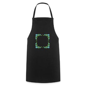 Flowers wreath frame - Cooking Apron - black - Front - AI Model Male 185 dark (185cm)