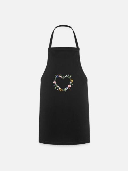 Fleurs de cœur personnalisables - Tablier de cuisine - noir