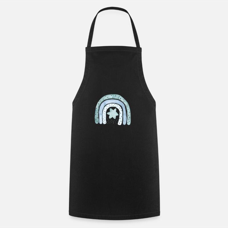 Bleu denim arc-en-ciel avec astérisque - Tablier de cuisine - noir