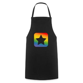 LGBT lgbtqi queer rainbow star button - Cooking Apron - black - Front - AI Model Male 185 dark (185cm)