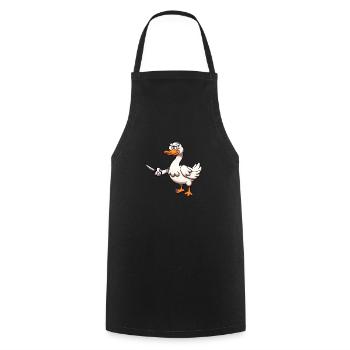 Goose With Knife - Cooking Apron - black - Front - AI Model Male 185 dark (185cm)