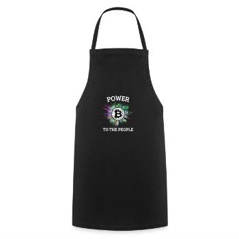 Bitcoin the people's currency. Power to the people - Cooking Apron - black - Front - AI Model Male 185 dark (185cm)
