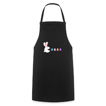 Frohe Ostern Kaninchen Gamer isst Ostereier - Kochschürze - Schwarz - Vorne - AI Model Male 185 dark (185cm)