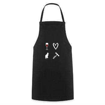 Vin et Chat Tire-bouchon - Tablier de cuisine - noir - Devant - AI Model Male 185 dark (185cm)