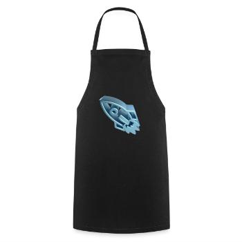 Zum Mond - 3D - Satin2 - Kochschürze - Schwarz - Vorne - AI Model Male 185 dark (185cm)