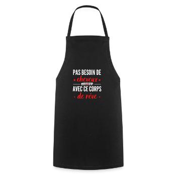 pas besoin de cheveux avec ce corps de rêve - Tablier de cuisine - noir - Devant - AI Model Male 185 dark (185cm)