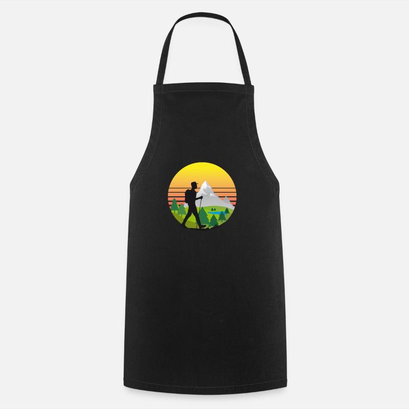 Hiking Landscape Sun Mountains - Cooking Apron - black