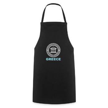 Temple grec Grèce maison toit bleu vacances voyage - Tablier de cuisine - noir - Devant - AI Model Male 185 dark (185cm)