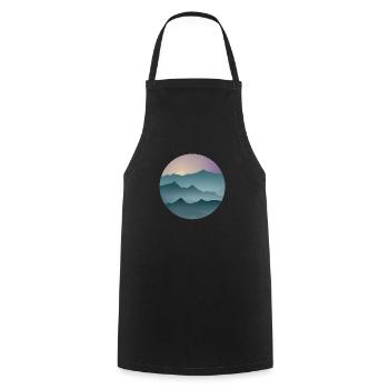 Montagnes boisées - Tablier de cuisine - noir - Devant - AI Model Male 185 dark (185cm)