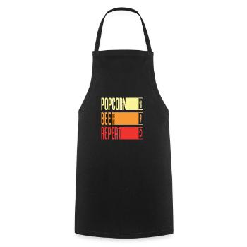 Popcorn Beer Repeat - Cooking Apron - black - Front - AI Model Male 185 dark (185cm)