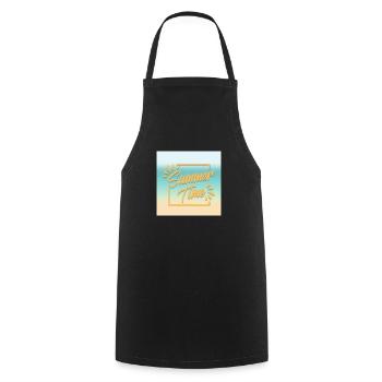 SUMMER TIME, the time of summer - Cooking Apron - black - Front - AI Model Male 185 dark (185cm)