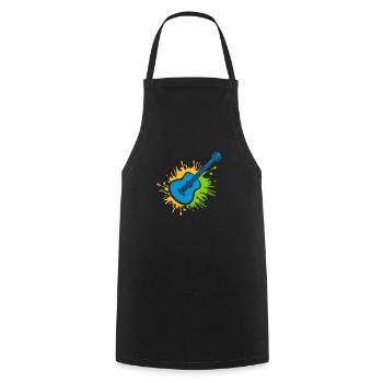 Éclaboussures colorées de gouttes de guitariste de couleur - Tablier de cuisine - noir - Devant - AI Model Male 185 dark (185cm)