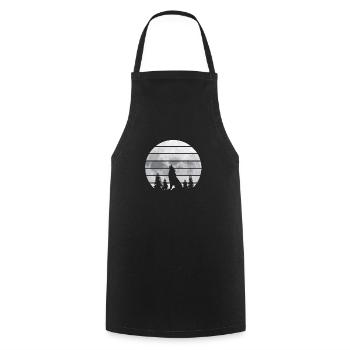 Loup hurlant devant la lune - Tablier de cuisine - noir - Devant - AI Model Male 185 dark (185cm)