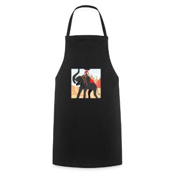 girl riding elephant - Cooking Apron - black - Front - AI Model Male 185 dark (185cm)