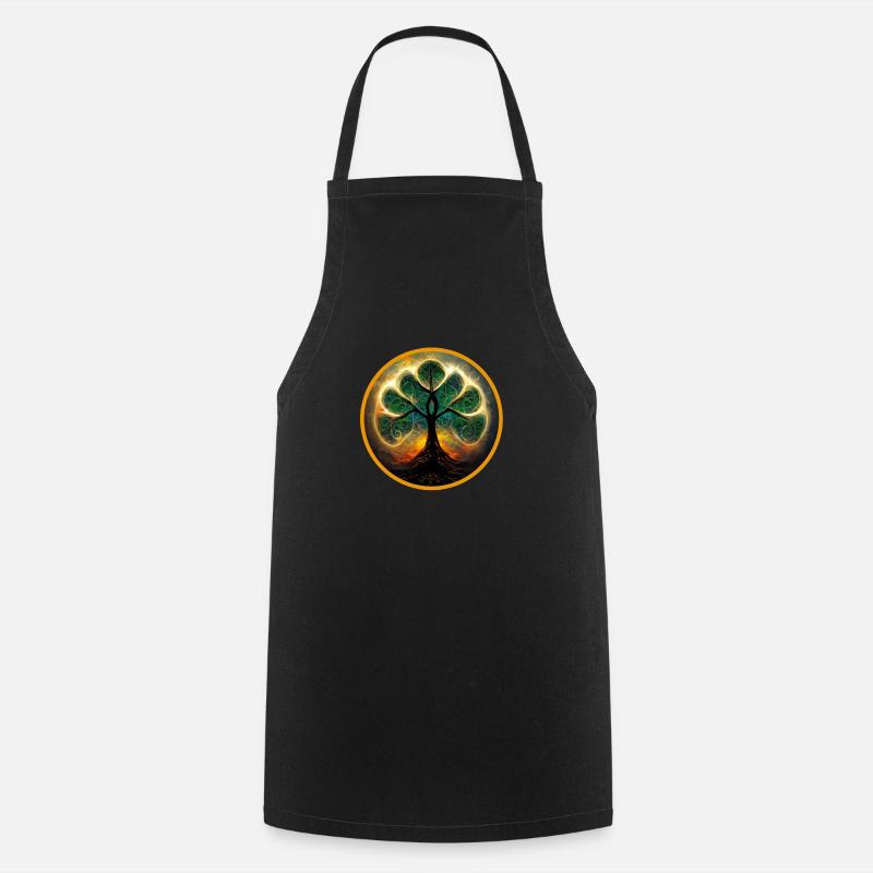 mandala tree, mandala tree - Cooking Apron - black