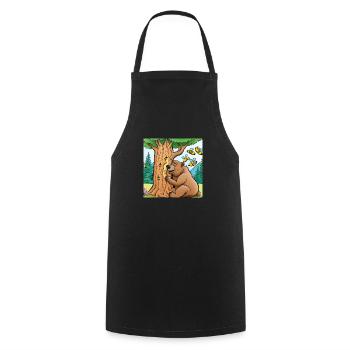 Le grizzli mange du miel - Tablier de cuisine - noir - Devant - AI Model Male 185 dark (185cm)