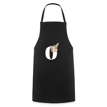 letter O flowers - Cooking Apron - black - Front - AI Model Male 185 dark (185cm)