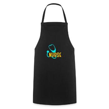 Nurse 05 01 - Cooking Apron - black - Front - AI Model Male 185 dark (185cm)