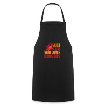 JUSTE UNE FILLE QUI AIME LES DRAGONS - Tablier de cuisine - noir - Devant - AI Model Male 185 dark (185cm)