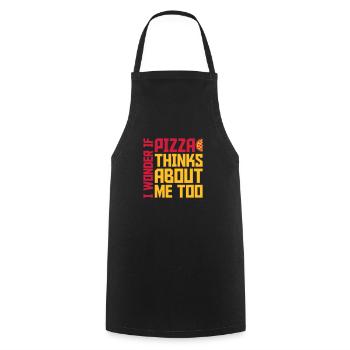 pizza thinks about me - Kochschürze - Schwarz - Vorne - AI Model Male 185 dark (185cm)